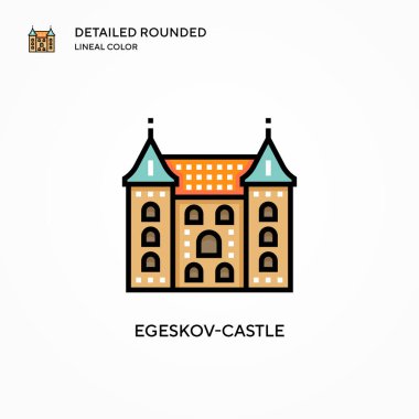 Egeskov-kale vektör simgesi. Modern vektör illüstrasyon kavramları. Düzenlemesi ve kişiselleştirmesi kolay.