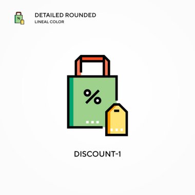 İndirim-1 vektör simgesi. Modern vektör illüstrasyon kavramları. Düzenlemesi ve kişiselleştirmesi kolay.