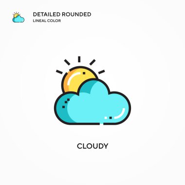 Bulutlu vektör simgesi. Modern vektör illüstrasyon kavramları. Düzenlemesi ve kişiselleştirmesi kolay.
