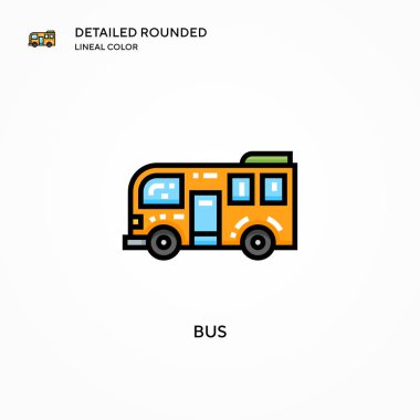 Otobüs vektör simgesi. Modern vektör illüstrasyon kavramları. Düzenlemesi ve kişiselleştirmesi kolay.