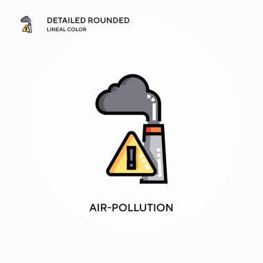 Hava kirliliği vektör simgesi. Modern vektör illüstrasyon kavramları. Düzenlemesi ve kişiselleştirmesi kolay.