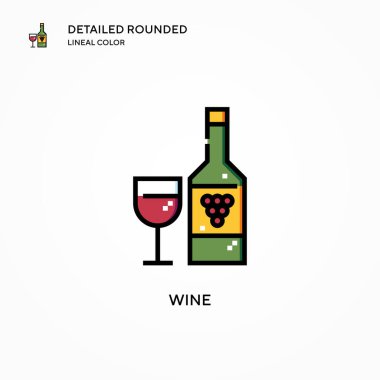 Şarap vektör simgesi. Modern vektör illüstrasyon kavramları. Düzenlemesi ve kişiselleştirmesi kolay.