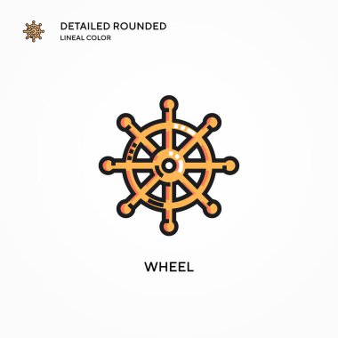 Tekerlek vektör simgesi. Modern vektör illüstrasyon kavramları. Düzenlemesi ve kişiselleştirmesi kolay.