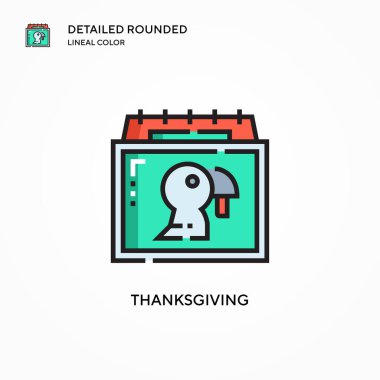 Şükran Günü vektör ikonu. Modern vektör illüstrasyon kavramları. Düzenlemesi ve kişiselleştirmesi kolay.