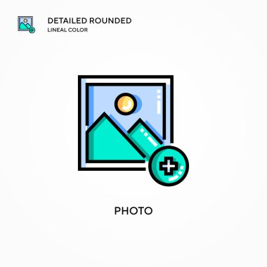 Fotoğraf vektör simgesi. Modern vektör illüstrasyon kavramları. Düzenlemesi ve kişiselleştirmesi kolay.