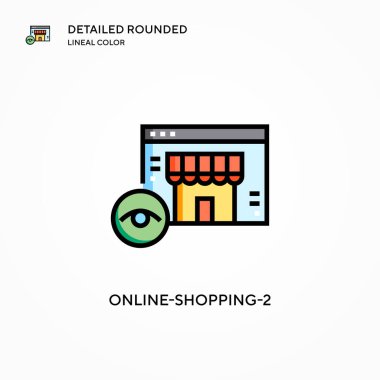 Çevrimiçi alışveriş 2 vektör simgesi. Modern vektör illüstrasyon kavramları. Düzenlemesi ve kişiselleştirmesi kolay.