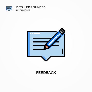 Geri besleme vektör simgesi. Modern vektör illüstrasyon kavramları. Düzenlemesi ve kişiselleştirmesi kolay.