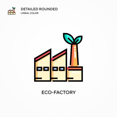 Eko-fabrika vektör ikonu. Modern vektör illüstrasyon kavramları. Düzenlemesi ve kişiselleştirmesi kolay.