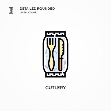 Çatal bıçak vektör simgesi. Modern vektör illüstrasyon kavramları. Düzenlemesi ve kişiselleştirmesi kolay.