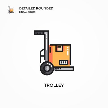 Trolley vektör simgesi. Modern vektör illüstrasyon kavramları. Düzenlemesi ve kişiselleştirmesi kolay.