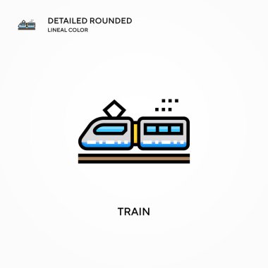 Tren vektör simgesi. Modern vektör illüstrasyon kavramları. Düzenlemesi ve kişiselleştirmesi kolay.