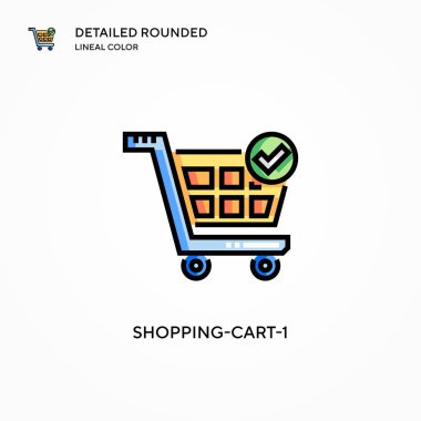 Alışveriş arabası-1 vektör simgesi. Modern vektör illüstrasyon kavramları. Düzenlemesi ve kişiselleştirmesi kolay.