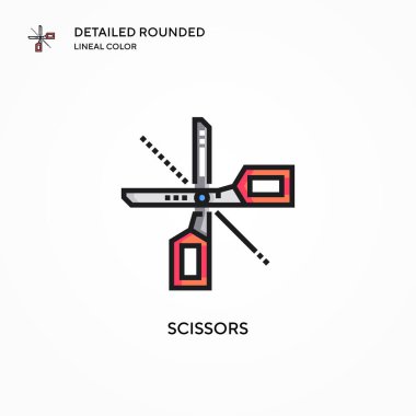 Makas vektör simgesi. Modern vektör illüstrasyon kavramları. Düzenlemesi ve kişiselleştirmesi kolay.