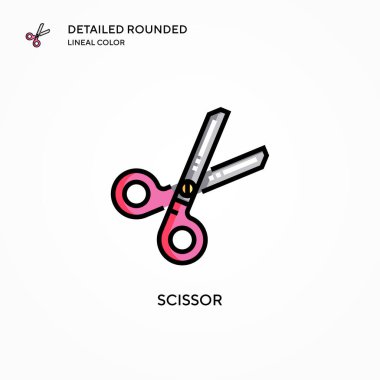 Makas vektör simgesi. Modern vektör illüstrasyon kavramları. Düzenlemesi ve kişiselleştirmesi kolay.