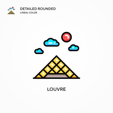 Louvre vektör simgesi. Modern vektör illüstrasyon kavramları. Düzenlemesi ve kişiselleştirmesi kolay.