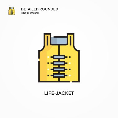 Can yeleği vektör simgesi. Modern vektör illüstrasyon kavramları. Düzenlemesi ve kişiselleştirmesi kolay.