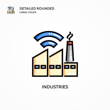Endüstri vektör simgesi. Modern vektör illüstrasyon kavramları. Düzenlemesi ve kişiselleştirmesi kolay.