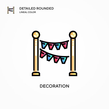 Dekorasyon vektör simgesi. Modern vektör illüstrasyon kavramları. Düzenlemesi ve kişiselleştirmesi kolay.