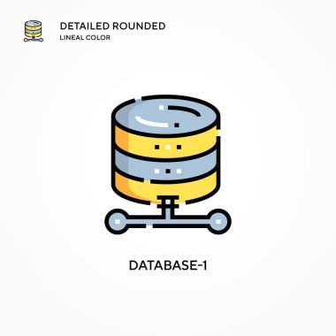 Veritabanı-1 vektör simgesi. Modern vektör illüstrasyon kavramları. Düzenlemesi ve kişiselleştirmesi kolay.