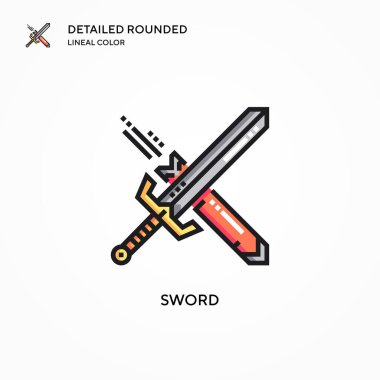 Kılıç vektör simgesi. Modern vektör illüstrasyon kavramları. Düzenlemesi ve kişiselleştirmesi kolay.