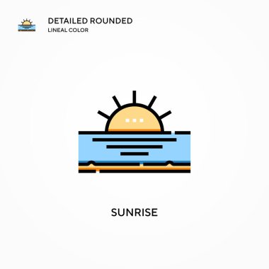 Gün doğumu vektör simgesi. Modern vektör illüstrasyon kavramları. Düzenlemesi ve kişiselleştirmesi kolay.