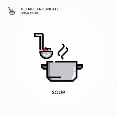 Çorba vektör simgesi. Modern vektör illüstrasyon kavramları. Düzenlemesi ve kişiselleştirmesi kolay.