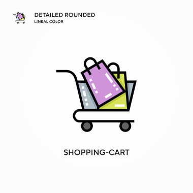 Alışveriş arabası vektör simgesi. Modern vektör illüstrasyon kavramları. Düzenlemesi ve kişiselleştirmesi kolay.