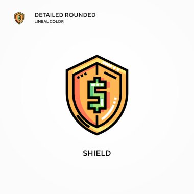 Kalkan vektör simgesi. Modern vektör illüstrasyon kavramları. Düzenlemesi ve kişiselleştirmesi kolay.