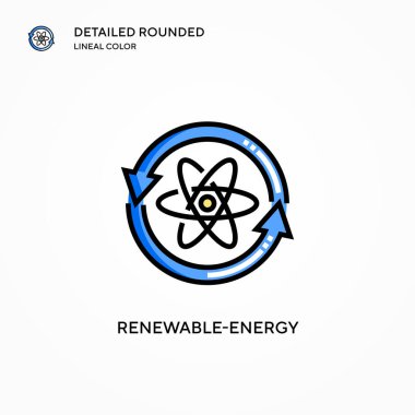 Yenilenebilir enerji vektör simgesi. Modern vektör illüstrasyon kavramları. Düzenlemesi ve kişiselleştirmesi kolay.