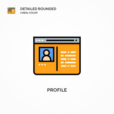 Profil vektör simgesi. Modern vektör illüstrasyon kavramları. Düzenlemesi ve kişiselleştirmesi kolay.