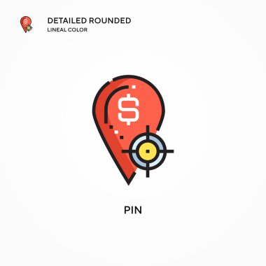 Pin vektör simgesi. Modern vektör illüstrasyon kavramları. Düzenlemesi ve kişiselleştirmesi kolay.