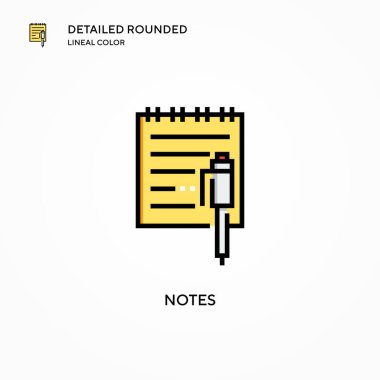 Not vektör simgesi. Modern vektör illüstrasyon kavramları. Düzenlemesi ve kişiselleştirmesi kolay.