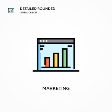 Pazarlama vektör simgesi. Modern vektör illüstrasyon kavramları. Düzenlemesi ve kişiselleştirmesi kolay.