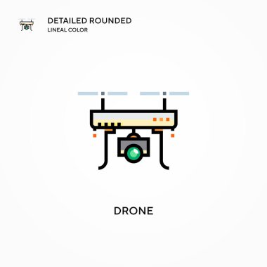Drone vektör simgesi. Modern vektör illüstrasyon kavramları. Düzenlemesi ve kişiselleştirmesi kolay.