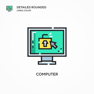 Bilgisayar vektör simgesi. Modern vektör illüstrasyon kavramları. Düzenlemesi ve kişiselleştirmesi kolay.