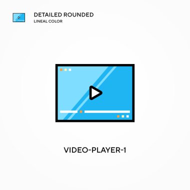 Video-oyuncu-1 vektör simgesi. Modern vektör illüstrasyon kavramları. Düzenlemesi ve kişiselleştirmesi kolay.