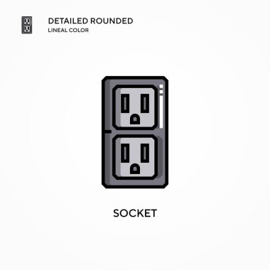 Soket vektör simgesi. Modern vektör illüstrasyon kavramları. Düzenlemesi ve kişiselleştirmesi kolay.