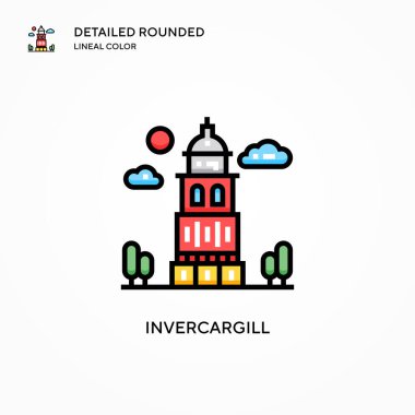 Invercargill vektör simgesi. Modern vektör illüstrasyon kavramları. Düzenlemesi ve kişiselleştirmesi kolay.