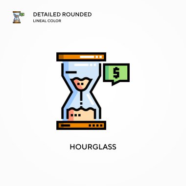 Kum saati vektör simgesi. Modern vektör illüstrasyon kavramları. Düzenlemesi ve kişiselleştirmesi kolay.
