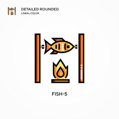Fish-5 vektör simgesi. Modern vektör illüstrasyon kavramları. Düzenlemesi ve kişiselleştirmesi kolay.