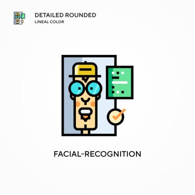 Yüz tanıma vektör simgesi. Modern vektör illüstrasyon kavramları. Düzenlemesi ve kişiselleştirmesi kolay.