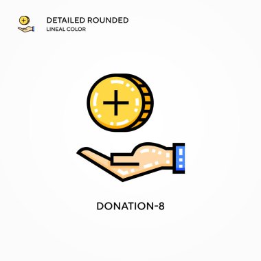 Bağış-8 vektör simgesi. Modern vektör illüstrasyon kavramları. Düzenlemesi ve kişiselleştirmesi kolay.