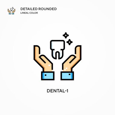 Diş-1 vektör simgesi. Modern vektör illüstrasyon kavramları. Düzenlemesi ve kişiselleştirmesi kolay.
