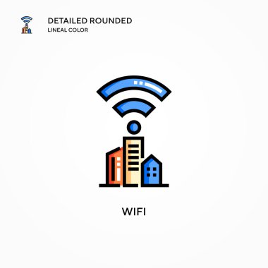 Wifi vektör simgesi. Modern vektör illüstrasyon kavramları. Düzenlemesi ve kişiselleştirmesi kolay.