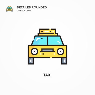 Taksi vektör simgesi. Modern vektör illüstrasyon kavramları. Düzenlemesi ve kişiselleştirmesi kolay.