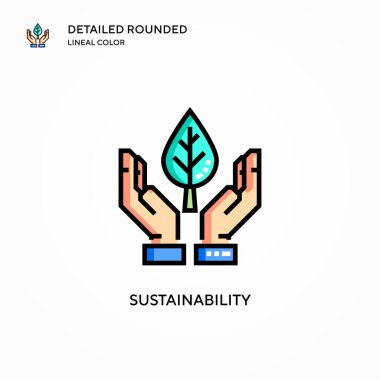 Sürdürülebilirlik vektör simgesi. Modern vektör illüstrasyon kavramları. Düzenlemesi ve kişiselleştirmesi kolay.