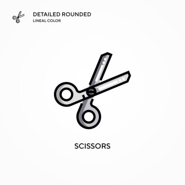 Makas vektör simgesi. Modern vektör illüstrasyon kavramları. Düzenlemesi ve kişiselleştirmesi kolay.