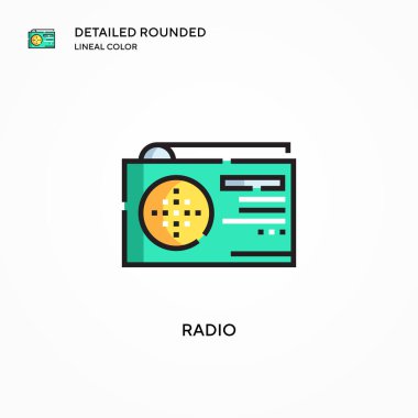Radyo vektör simgesi. Modern vektör illüstrasyon kavramları. Düzenlemesi ve kişiselleştirmesi kolay.