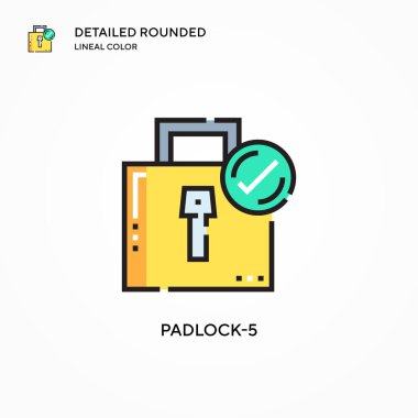 Asma kilit 5 vektör simgesi. Modern vektör illüstrasyon kavramları. Düzenlemesi ve kişiselleştirmesi kolay.