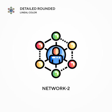 Ağ-2 vektör simgesi. Modern vektör illüstrasyon kavramları. Düzenlemesi ve kişiselleştirmesi kolay.